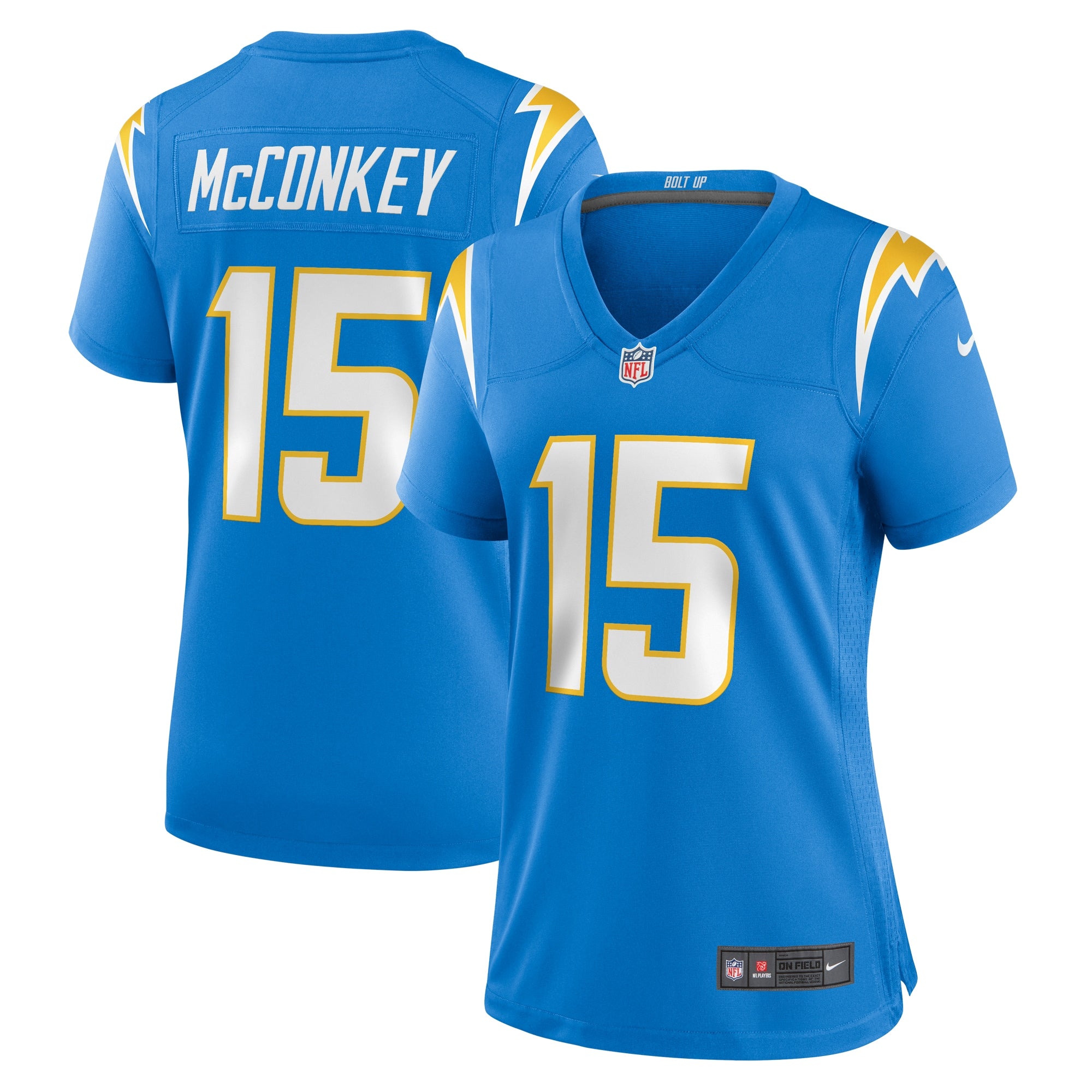 Ladd McConkey Los Angeles Chargers Nike Women's Alternate Charger Power Game Jersey - Gold/Powder Blue/Navy - Image 5