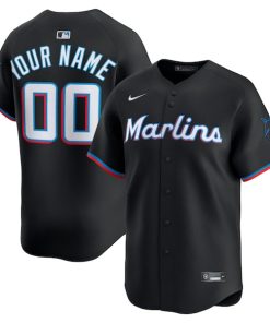 Miami Marlins Nike Alternate Limited Custom Jersey - Black/White