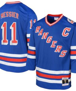 Mark Messier New York Rangers  Preschool Captain Patch 1993-94 Blue Line 2.0 Player Jersey - Powder Blue