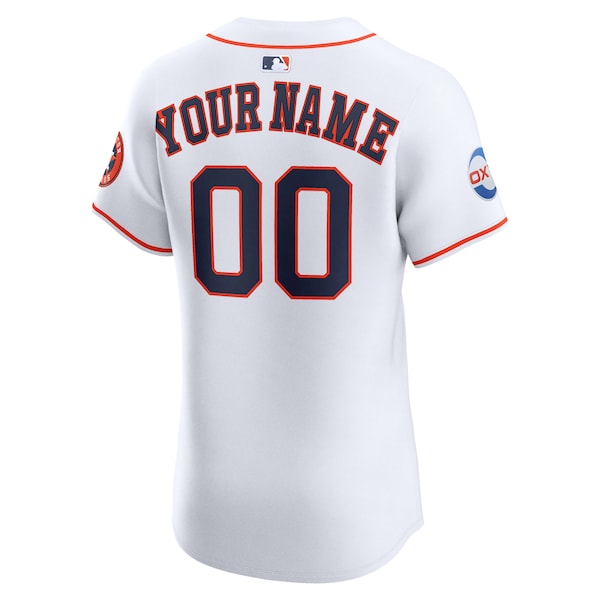 Houston Astros Nike Home Elite Sponsor Patch Custom Jersey - White - Image 3