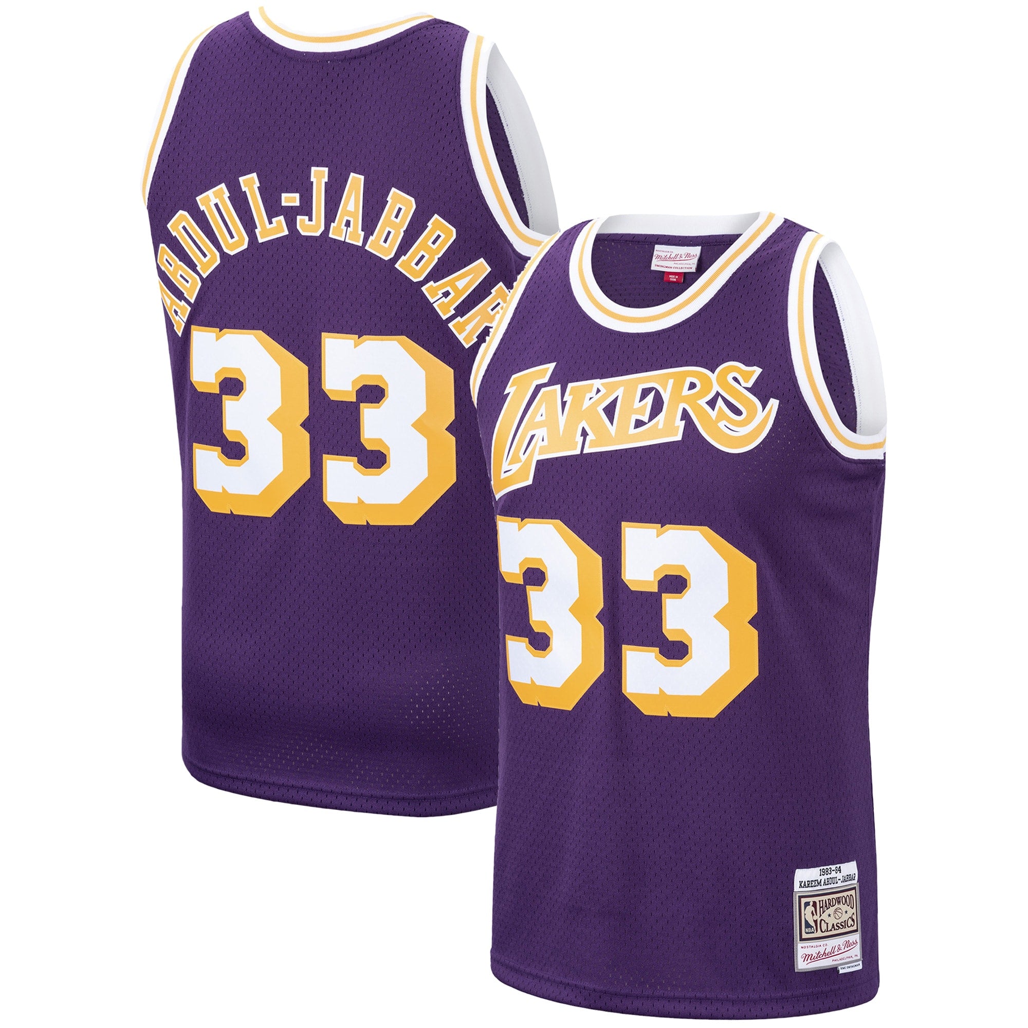 Kareem Abdul-Jabbar Los Angeles Lakers Hardwood Classics Swingman Jersey - Gold/Purple - Image 5