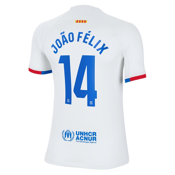 Jo?o F¨¦lix Barcelona Nike Youth 2023/24 Away Stadium Replica Player Jersey - White - Image 3