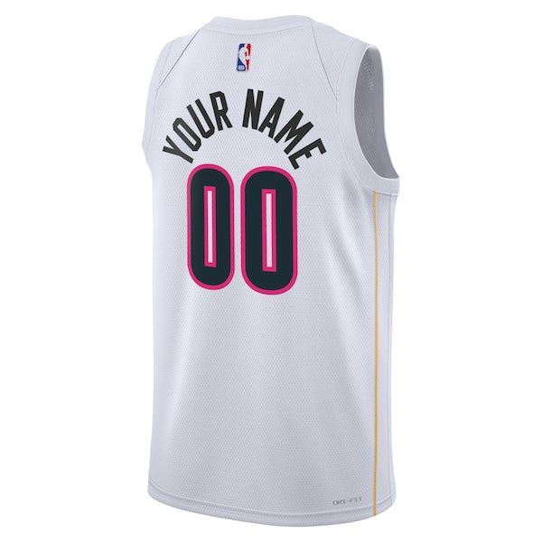 Miami Heat Nike Unisex 2022/23 Swingman Custom Jersey - City Edition - White - Image 3