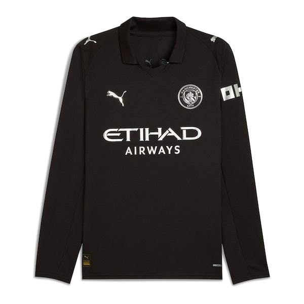 Manchester City Puma 2025/26 Away Replica Long Sleeve Jersey - Black/Light Blue - Image 3