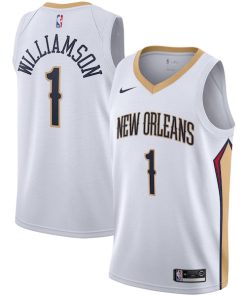 Alternative view of Zion Williamson New Orleans Pelicans Nike 2019/2020 Swingman Jersey - Association Edition - White/Navy