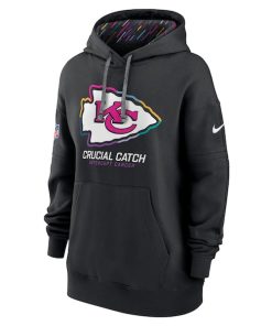 Alternative view of Kansas City Chiefs Nike Women's 2024 NFL Crucial Catch Club Pullover Hoodie - Black