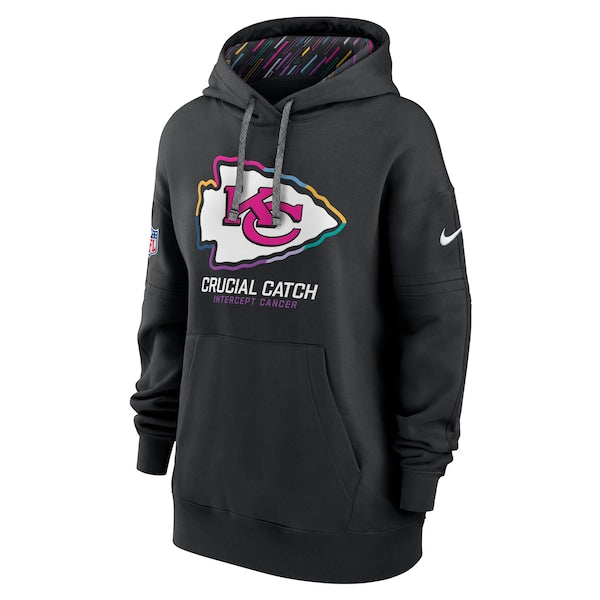 Kansas City Chiefs Nike Women's 2024 NFL Crucial Catch Club Pullover Hoodie - Black - Image 2