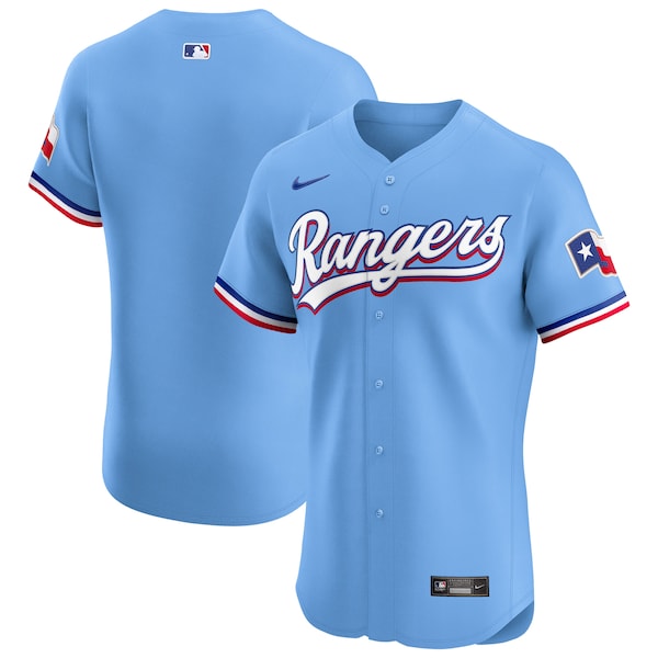 Texas Rangers Nike Alternate Vapor Premier Elite Patch Jersey - Light Blue - Image 2