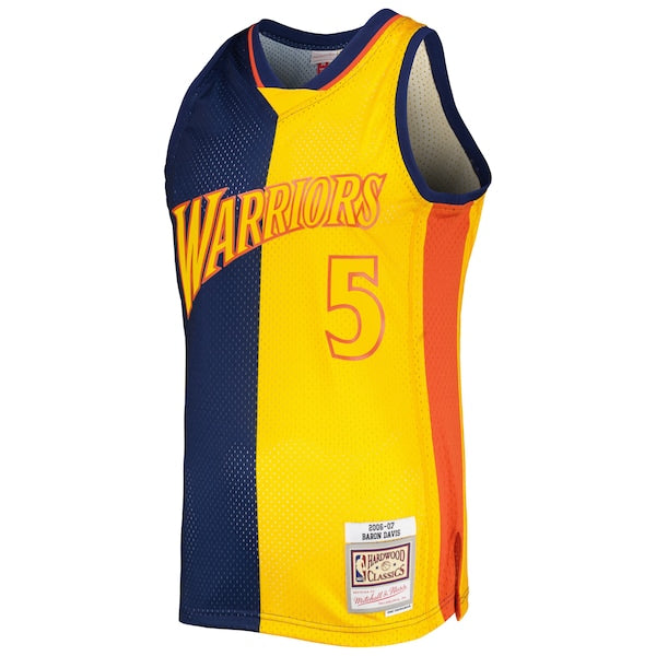 Baron Davis Golden State Warriors Hardwood Classics 2006/07 Split Swingman Jersey - Navy/Gold - Image 2