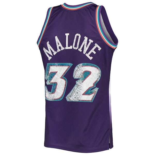Karl Malone Utah Jazz 1996/97 Hardwood Classics NBA 75th Anniversary Diamond Swingman Jersey - Purple - Image 3