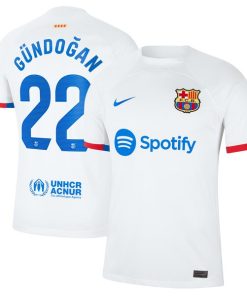 Alternative view of Ilkay G¨¹ndogan Barcelona Nike 2023/24 Away Stadium Replica Player Jersey - White/Aqua/Royal