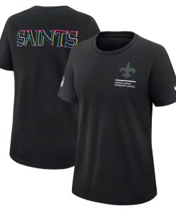New Orleans Saints Nike Women's 2025 NFL Crucial Catch Tri-Blend Dri-FIT T-Shirt - Black
