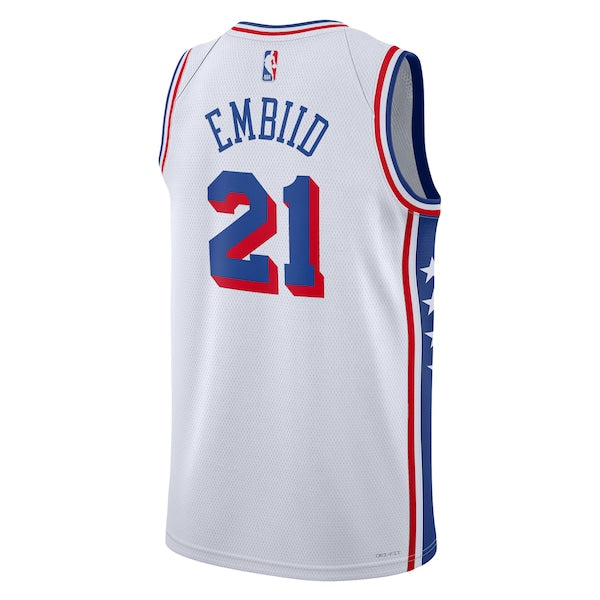 Joel Embiid Philadelphia 76ers Nike Unisex Swingman Jersey - Association Edition - White/Royal - Image 4
