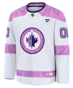 Alternative view of Winnipeg Jets  2024 Hockey Fights Cancer Custom Practice Jersey - White