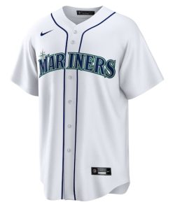 Alternative view of Men's Seattle Mariners Josh Naylor Nike White Home Replica Jersey