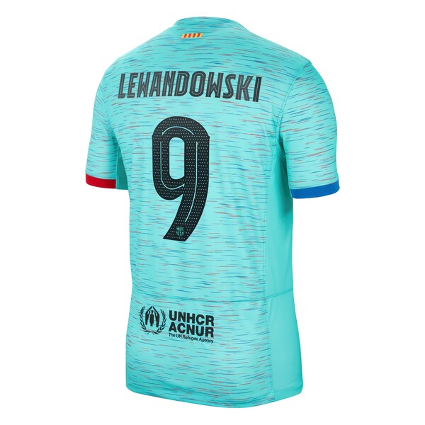 Robert Lewandowski Barcelona Nike 2023/24 Third Replica Jersey - Aqua/Royal/White - Image 4