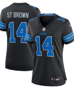 Amon-Ra St. Brown Detroit Lions Nike Women's 2nd Alternate Game Jersey - Black/Blue/White