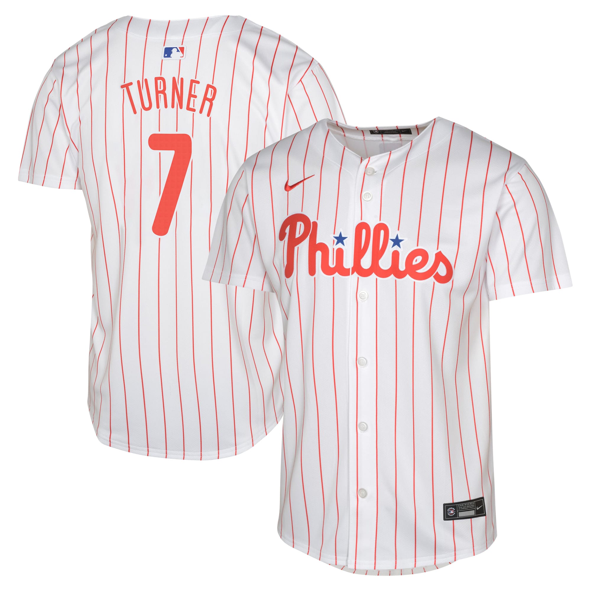 Trea Turner Philadelphia Phillies Nike Youth Alternate Limited Player Jersey - Light Blue/White - Image 5