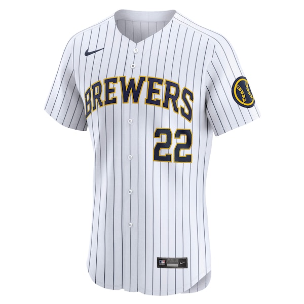Christian Yelich Milwaukee Brewers Nike Alternate Alternate Elite Player Jersey - White - Image 3