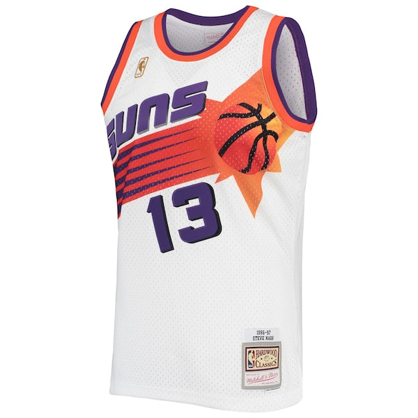 Steve Nash Phoenix Suns 2001/02 Hardwood Classics Swingman Jersey - White/Purple - Image 3