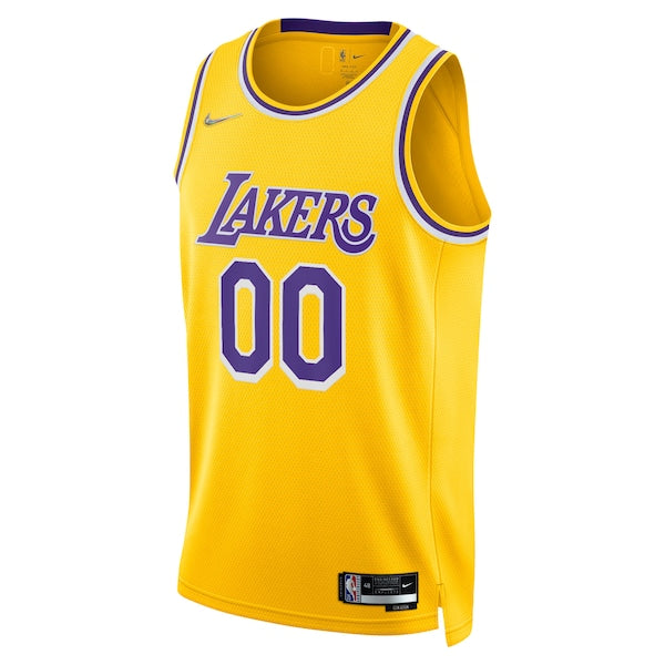 Los Angeles Lakers Nike 2021/22 Diamond Swingman Custom Jersey - Icon Edition - Gold - Image 2