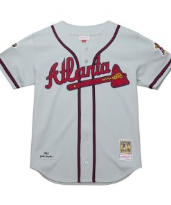 Alternative view of John Smoltz Atlanta Braves  1995 Throwback Authentic Jersey - Gray