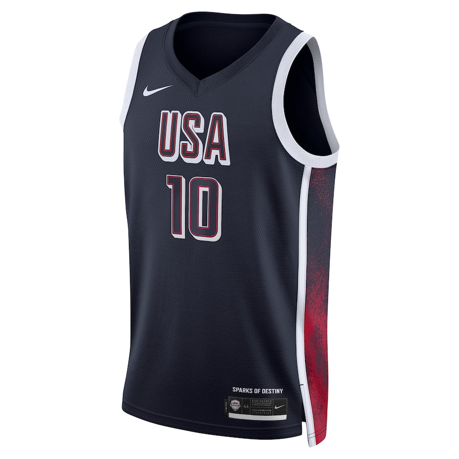 Jayson Tatum #10 USA Men¡¯s National Team USA 2024 OLYMPIC JERSEYS - Navy - Image 2