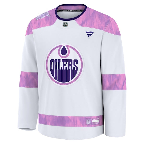 Edmonton Oilers Hockey Fights Cancer Practice Jersey - White - Image 2