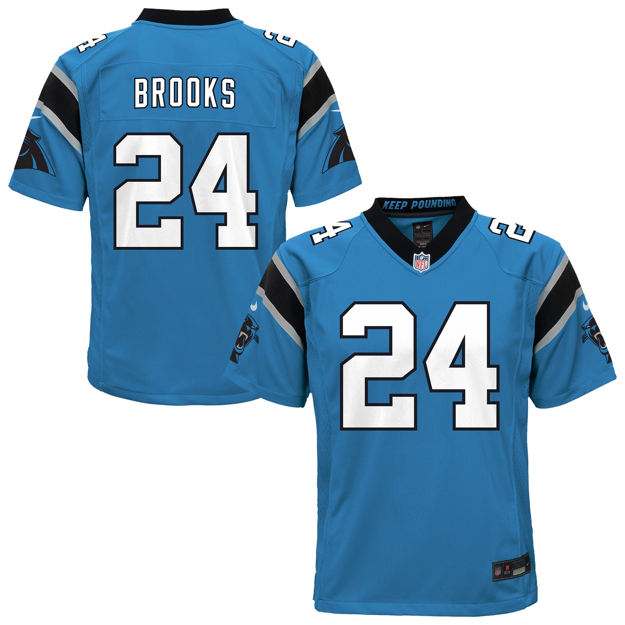 Jonathon Brooks Carolina Panthers Nike Youth Team Game Jersey - Black/Blue - Image 6