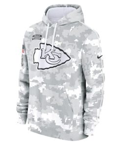 Alternative view of Kansas City Chiefs Nike 2024 Salute to Service Club Fleece Pullover Hoodie - Arctic Camo