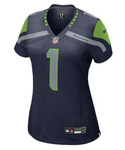 Alternative view of Number 1 Mom Seattle Seahawks Nike Women's Game Jersey - College Navy