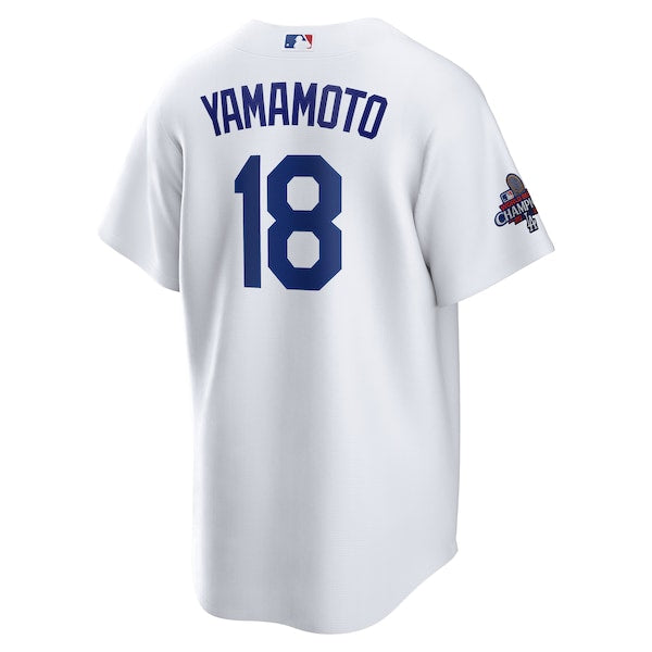 Yoshinobu Yamamoto Los Angeles Dodgers Nike 2024 World Series Champions Home Replica Player Jersey - White - Image 3