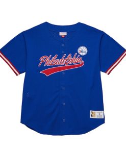 Alternative view of Philadelphia 76ers Hardwood Classics On The Clock Mesh Fashion Baseball Jersey - Royal