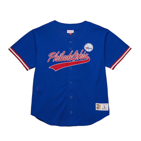 Philadelphia 76ers Hardwood Classics On The Clock Mesh Fashion Baseball Jersey - Royal - Image 2