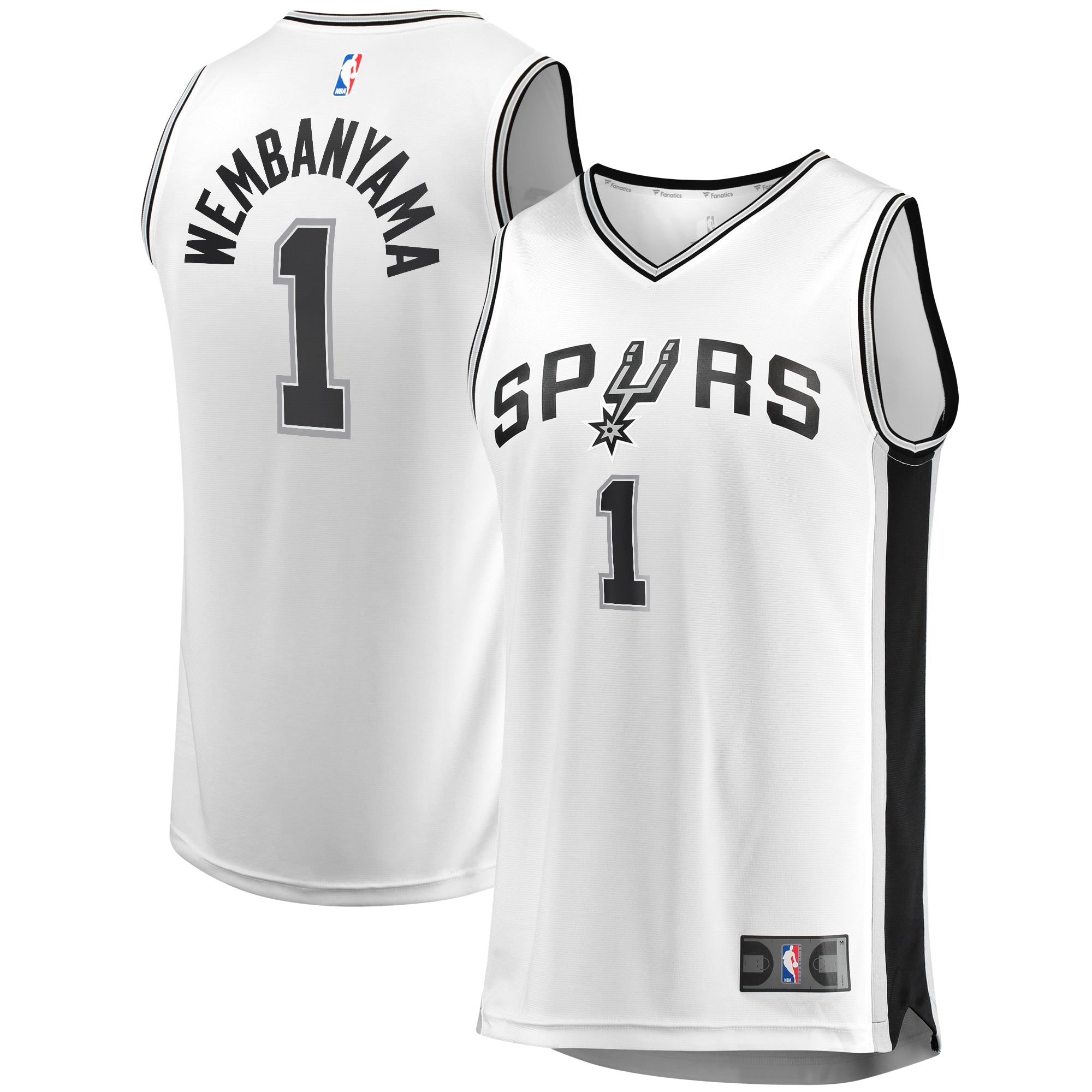 Victor Wembanyama San Antonio Spurs Fast Break Replica Player Jersey - Statement Edition - Black/White - Image 4