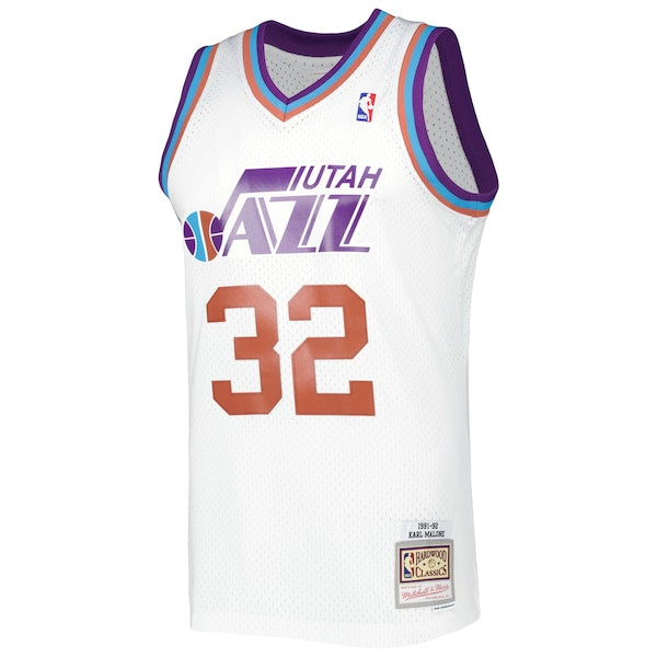 Karl Malone Utah Jazz 1991/92 Hardwood Classics Reload 3.0 Swingman Jersey - White - Image 2