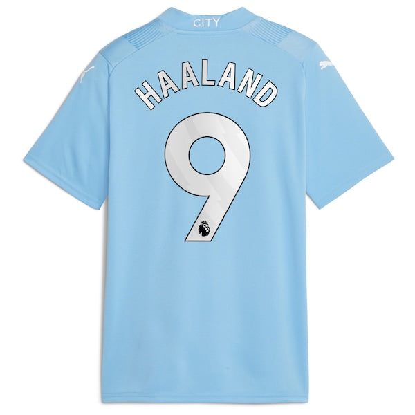 Erling Haaland Manchester City Puma Youth 2023/24 Home Replica Player Jersey - Sky Blue - Image 3