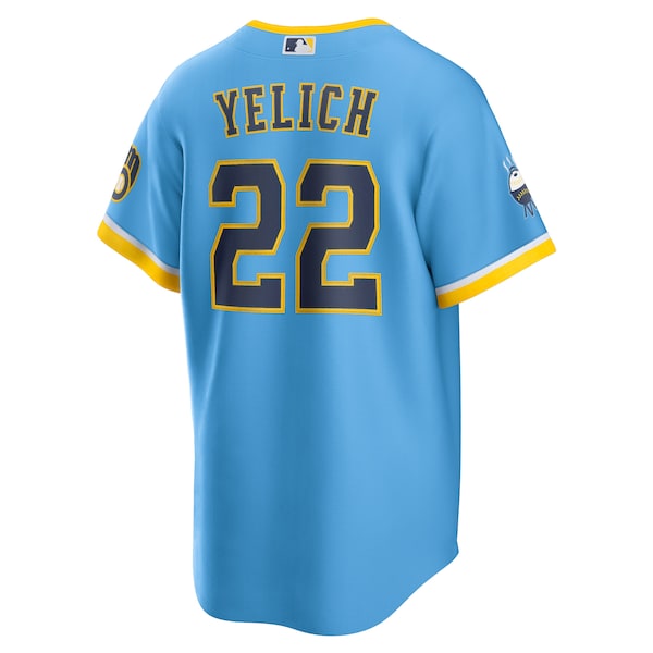 Christian Yelich Milwaukee Brewers Nike 2022 City Connect Replica Player Jersey - Powder Blue - Image 3