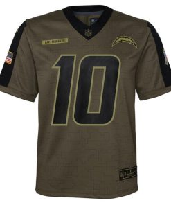 Alternative view of Justin Herbert Los Angeles Chargers Nike Youth 2021 Salute To Service Game Jersey - Olive