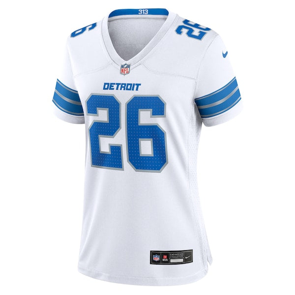 Jahmyr Gibbs Detroit Lions Nike Women's Game Jersey - White/Blue - Image 3