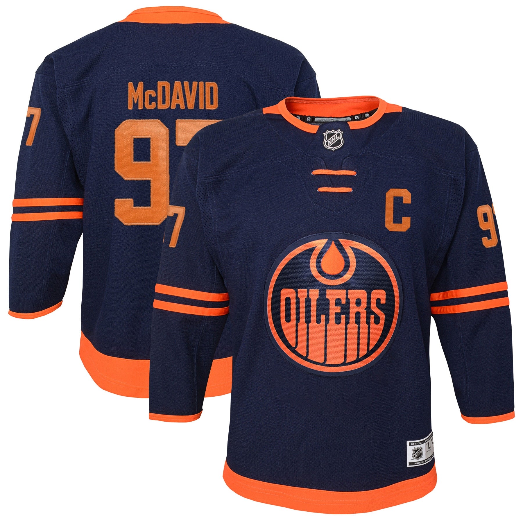 Connor McDavid Edmonton Oilers Youth Home Premier Player Jersey - Royal/Navy - Image 4