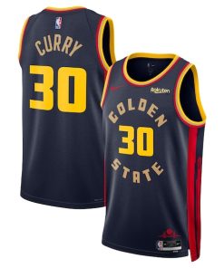 Stephen Curry Golden State Warriors Nike Youth 2024/25 Swingman Badge Player Jersey - City Edition - Navy