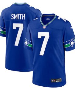 Alternative view of Geno Smith Seattle Seahawks Nike Throwback Player Game Jersey - Royal/Navy