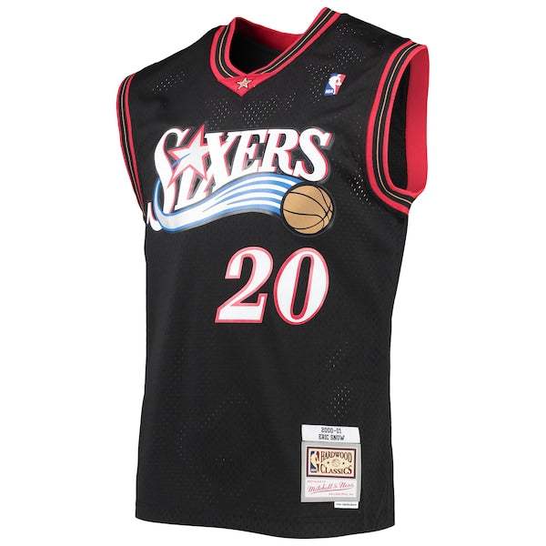 Eric Snow Philadelphia 76ers 2000/01 Hardwood Classics Swingman Jersey - Black - Image 2