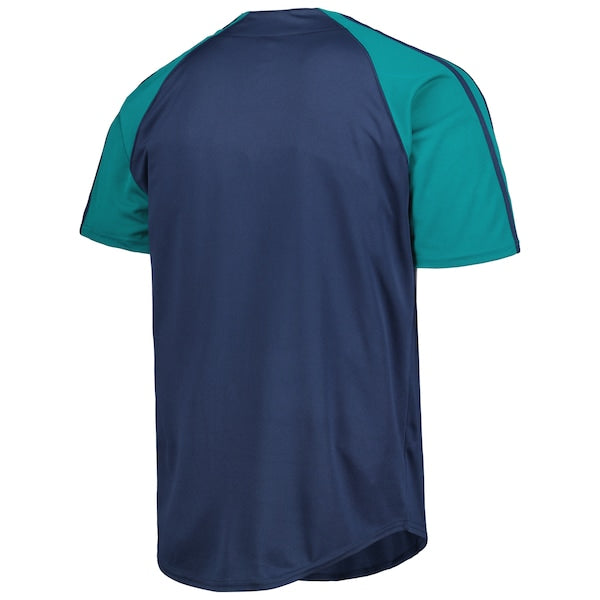 Seattle Mariners Stitches Button-Down Raglan Fashion Jersey - Navy - Image 3