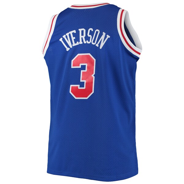Allen Iverson Philadelphia 76ers 1996/97 Big & Tall Hardwood Classics Swingman Jersey - Royal/Black/Red/White - Image 4