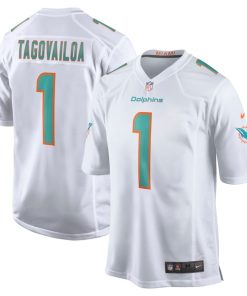 Alternative view of Tua Tagovailoa Miami Dolphins Nike Game Jersey - White/Aqua