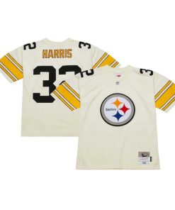 Franco Harris Pittsburgh Steelers Chainstitch Legacy Jersey - Cream