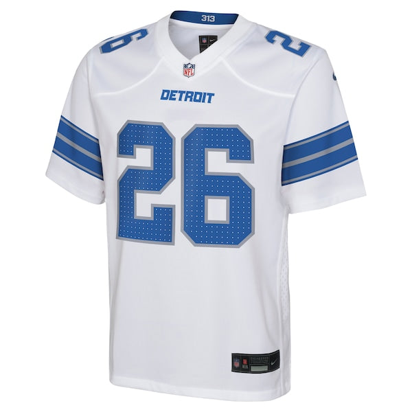 Jahmyr Gibbs Detroit Lions Nike Youth Player Game Jersey - White - Image 3