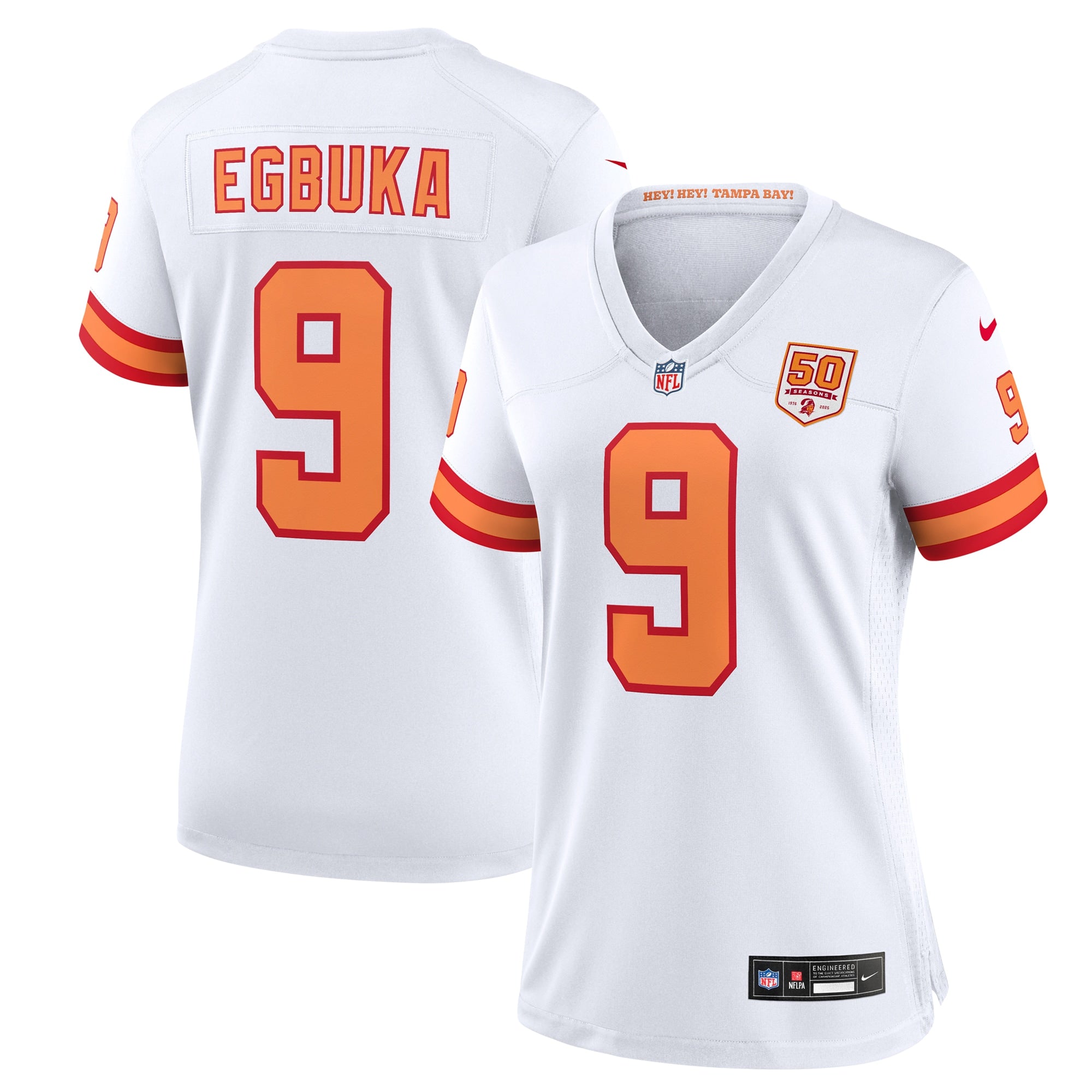 Emeka Egbuka Tampa Bay Buccaneers Nike Women's 50th Season Game Jersey - Creamsicle/White/Red - Image 7